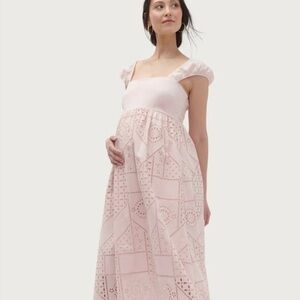 Hatch Collection Pink Eyelet Maternity Dress (“Ivy dress”)